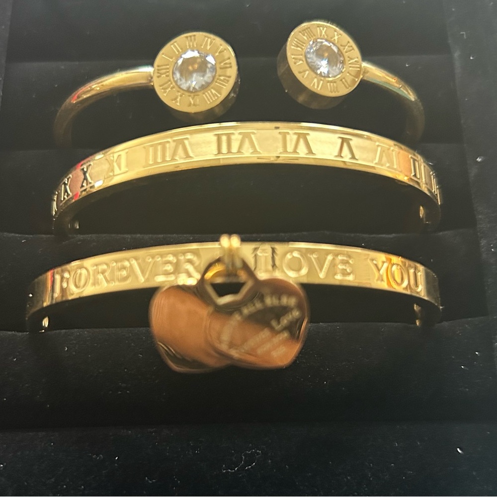 Roman Numerals Bangle Set of 3